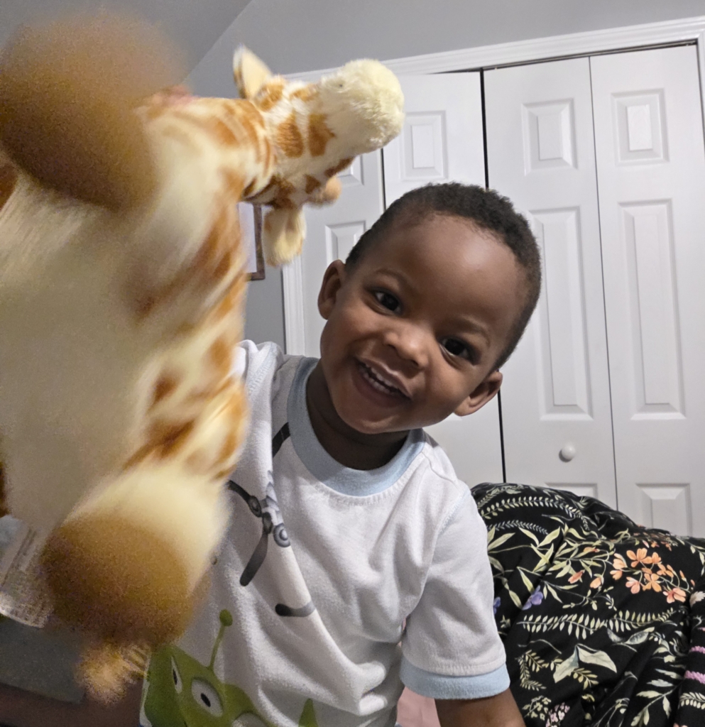 Wyatt holding stuffed animal