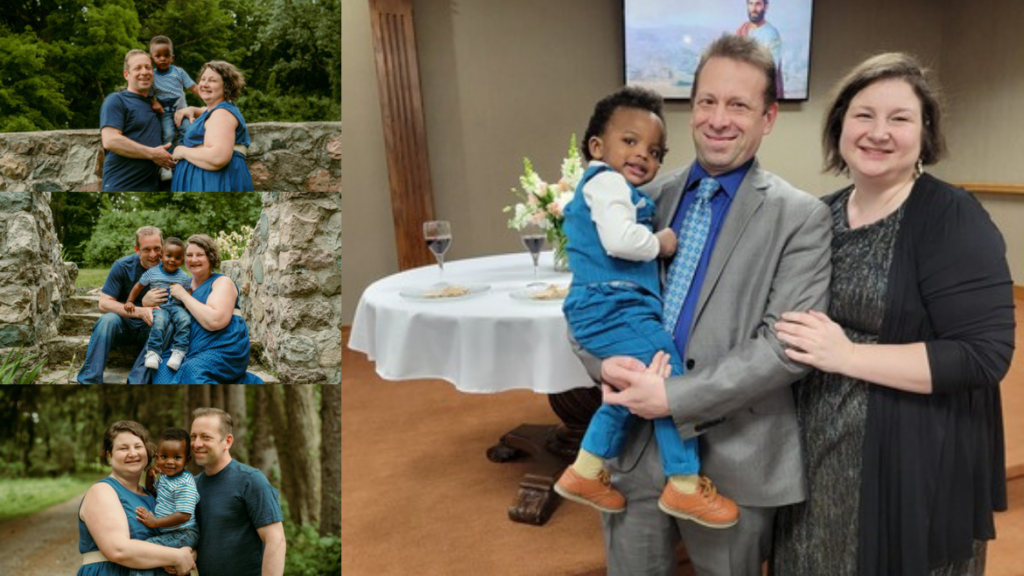 4 photos of Stephanie, Mike, and Wyatt.